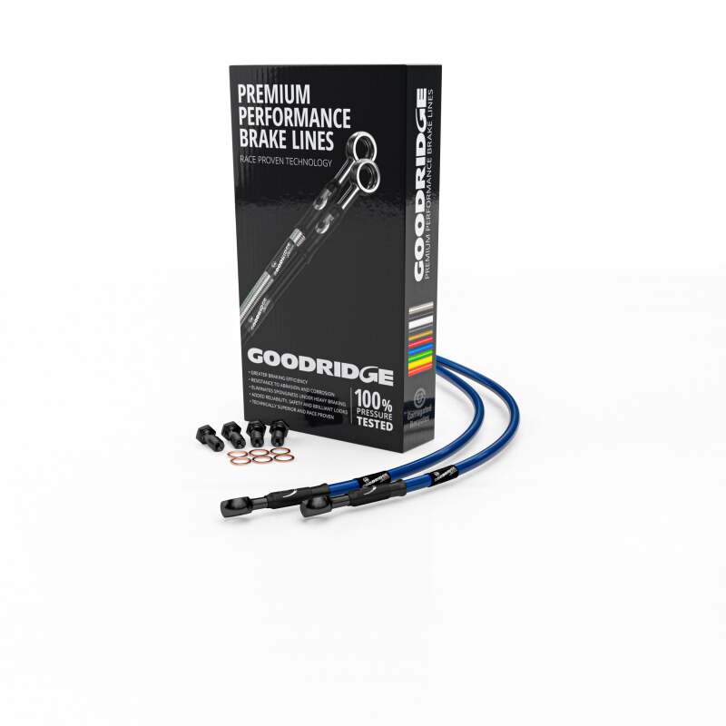 Goodridge 17-22 Suzuki GSX-S750/Z ABS Electric Blue Front SS Brake Lines w/Black Fittings