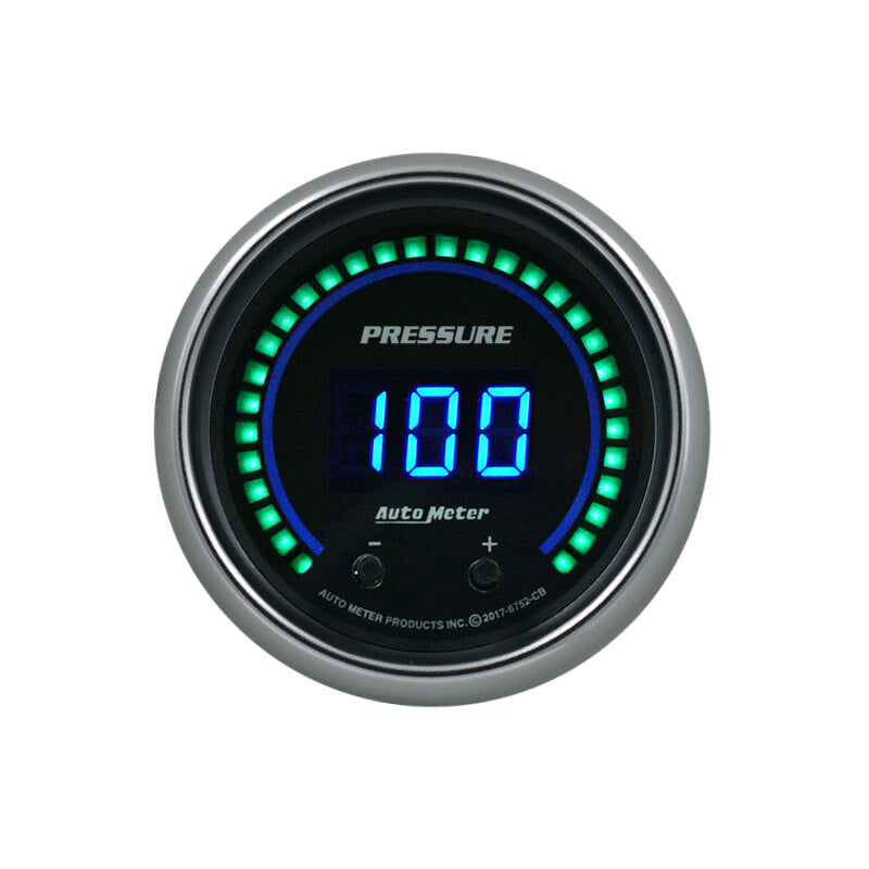 Autometer 52.4mm Black Switchable 0-1600 PSI/0-110 BAR Fluid Pressure Cobalt Elite Digital Gauge