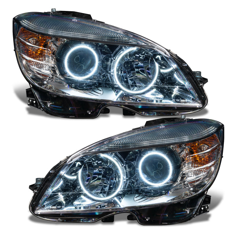 Oracle 08-11 Mercedes Benz C-Class Pre-Assembled Headlights - Chrome Housing - White SEE WARRANTY