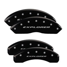 Load image into Gallery viewer, MGP 4 Caliper Covers Engraved Front &amp; Rear 2012+ Ford Explorer Black Finish Silver Logo