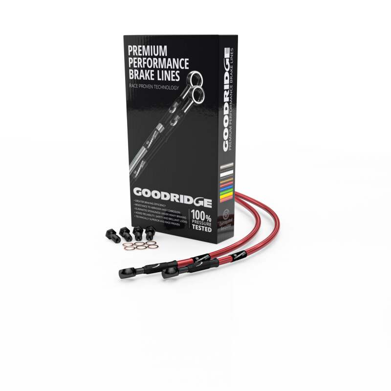 Goodridge 99-05 Kawasaki VN1500 Red Front SS Brake Lines w/Black Fittings