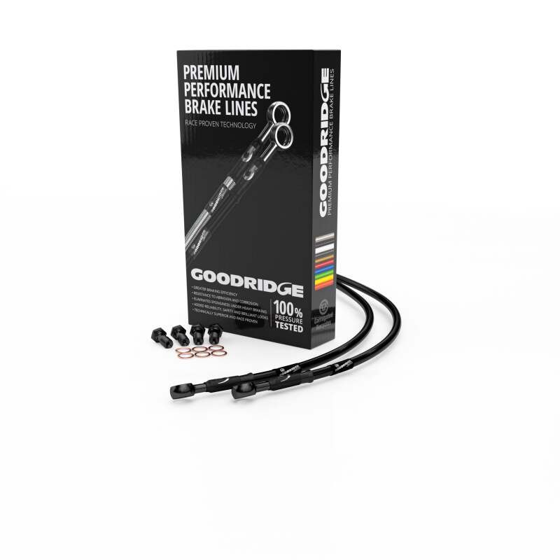 Goodridge 94-96 Honda RVF400 NC35 Black Race Front SS Brake Lines w/Black Fittings