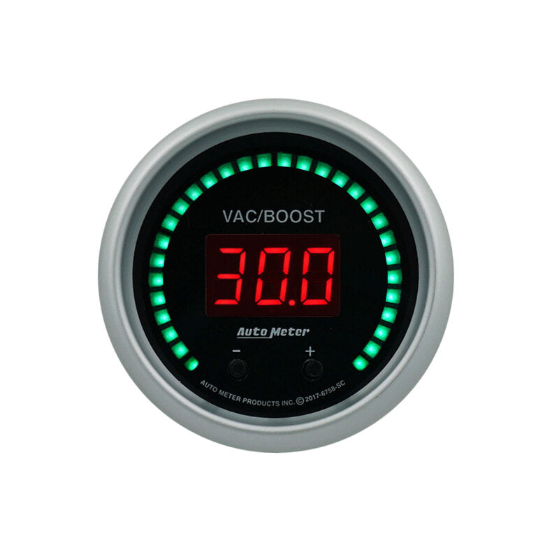 Autometer 52.4mm Black Switchable 0-1600 PSI / 0-110 BAR Vacuum/Boost Sport-Comp Elite Digital Gauge