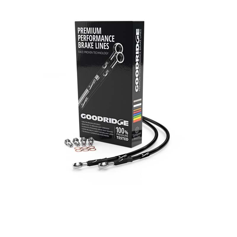 Goodridge 1996 H-D FLHT Electra Glide Standard (w/o ABS) Clear Rear Brake Line w/Black Fittings