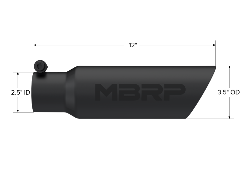 MBRP Universal Tip 3.5 O.D. Dual Wall Angled 2.5 inlet 12 length - Black Finish