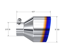 Load image into Gallery viewer, MBRP Univ. T304 Stainless Steel Burnt End Tip 2.5in ID / 5in OD / 6.5in Length Angle Cut Single Wall