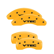 Load image into Gallery viewer, MGP 4 Caliper Covers Engraved Front &amp; Rear Vtech Yellow Finish Black Char 1998 Honda Prelude