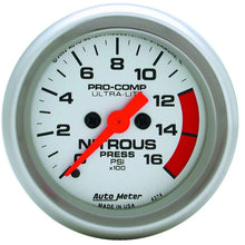 Load image into Gallery viewer, Autometer Ultra-Lite 52mm FSE 0-1600 PSI Nitrous Pressure Gauge