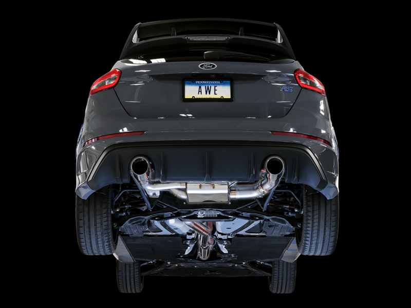 AWE Tuning Ford Focus RS SwitchPath Cat-back Exhaust - Chrome Silver Tips