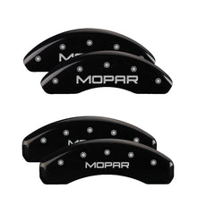 Load image into Gallery viewer, MGP 4 Caliper Covers Engraved Front &amp; Rear MOPAR Yellow finish black ch