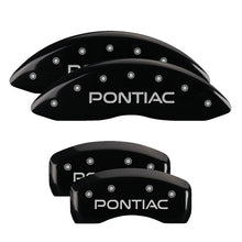 Load image into Gallery viewer, MGP 4 Caliper Covers Engraved Front &amp; Rear Pontiac Black finish silver ch