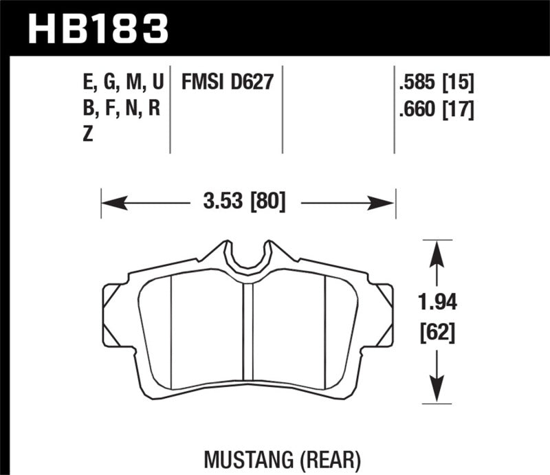 Hawk 95-04 Ford Mustang 4.6L Cobra Rear ER-1 Brake Pads