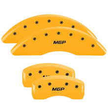 Load image into Gallery viewer, MGP 4 Caliper Covers Engraved Front &amp; Rear MGP Yellow Finish Black Char 1997 Toyota Supra