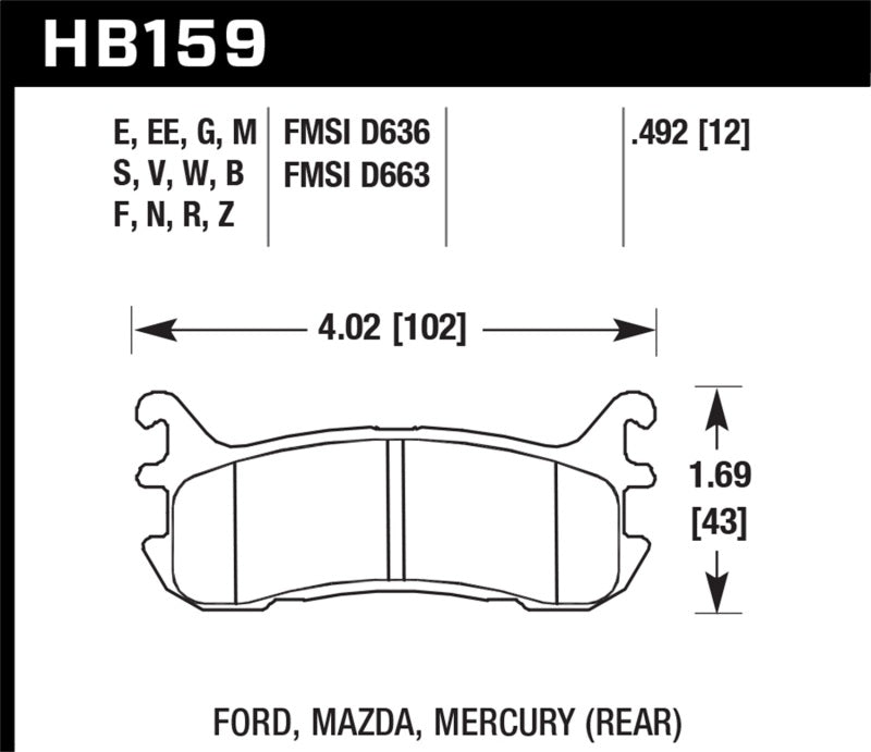 Hawk 94-97 & 99-03 Mazda Miata HT-10 Race Rear Brake Pads