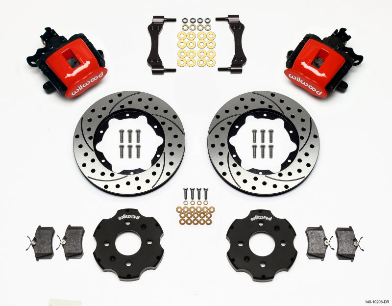 Wilwood Combination Parking Brake Rear Kit 11.00in Drilled Red Civic / Integra Disc 2.39 Hub Offset