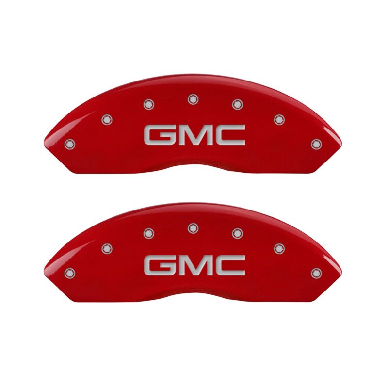 MGP 4 Caliper Covers Engraved Front & Rear GMC Red Finish Silver Char 2011 GMC Savana 2500