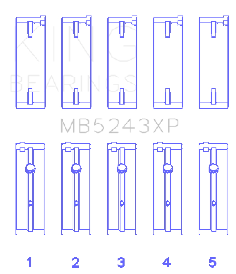 King Engine Bearings Nissan SR20DE/DET (2.0L) Performance Main Bearing Set - Size +0.25mm