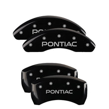 Load image into Gallery viewer, MGP 4 Caliper Covers Engraved Front &amp; Rear Pontiac Black finish silver ch