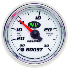 Load image into Gallery viewer, Autometer NV 52.4mm Full Sweep Electronic 30 In Hg/30 PSI Vacuum / Boost Gauge