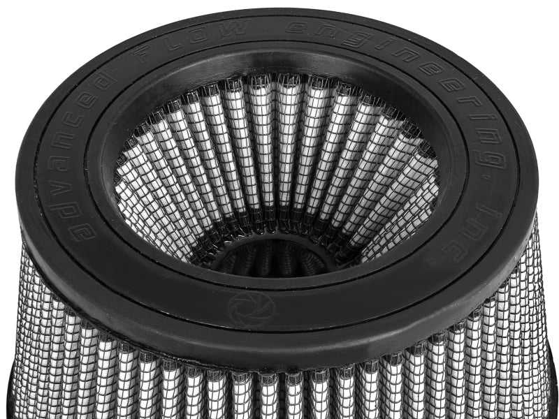 aFe MagnumFLOW Dry S Air Filter 5in. F x 5-3/4in. B x 4-1/2in. T (INV) x 3-1/2in. H