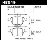 Hawk 07-11 Mazdaspeed3 / 06-11 Mazdaspeed6 / 05-09 Volvo V50 DTC-60 Front Race Brake Pads