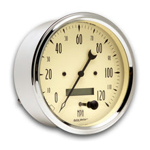 Load image into Gallery viewer, AutoMeter Gauge Speedometer 5in. 120MPH Elec. Prog. W/ Lcd Odo Antique Beige