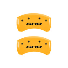 Load image into Gallery viewer, MGP 4 Caliper Covers Engraved Front &amp; Rear SHO Yellow finish black ch