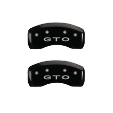 Load image into Gallery viewer, MGP 4 Caliper Covers Engraved Front Pontiac Engraved Rear GTO Black finish silver ch