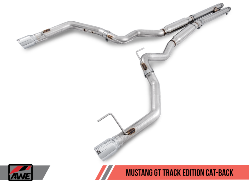 AWE Tuning S550 Mustang GT Cat-back Exhaust - Track Edition (Chrome Silver Tips)