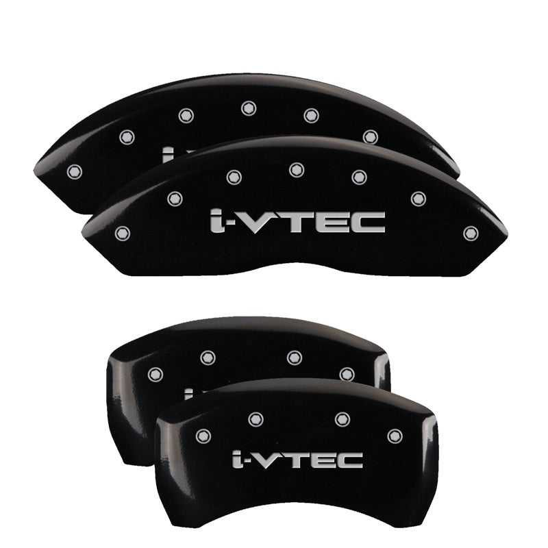 MGP 4 Caliper Covers Engraved Front & Rear i-Vtec Black finish silver ch