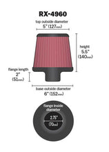 Load image into Gallery viewer, K&amp;N Filter Universal X Stream Clamp-On 2.75in Flange ID / 6in Base OD / 5in Top OD / 5.5in Height