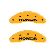 Load image into Gallery viewer, MGP 4 Caliper Covers Engraved Front &amp; Rear Honda Yellow Finish Black Char 2010 Honda CR-V