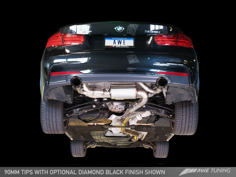 AWE Tuning BMW F3X 335i/435i Touring Edition Axle-Back Exhaust - Chrome Silver Tips (102mm)