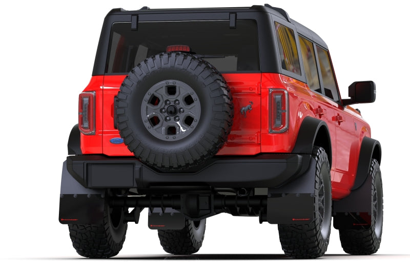 Rally Armor 21-25 Ford Bronco (Steel Bmpr + RR- NO Rptr/Sprt) Blk Mud Flap w/Cy Orange Logo