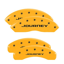 Load image into Gallery viewer, MGP 4 Caliper Covers Engraved Front &amp; Rear Avalanche Yellow finish black ch