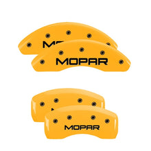 Load image into Gallery viewer, MGP 4 Caliper Covers Engraved Front &amp; Rear Mopar Yellow Finish Black Char 2005 Chrysler Sebring