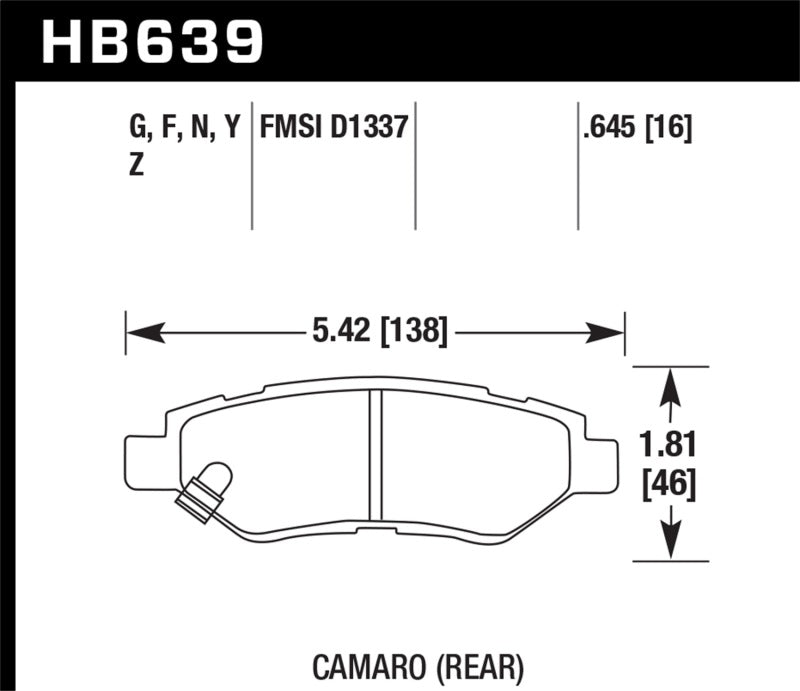 Hawk 10-15 Chevrolet Camaro 3.6L / 08-14 Cadillac CTS (w/JE5/J55 Brakes) DTC-60 Race Rear Brake Pads