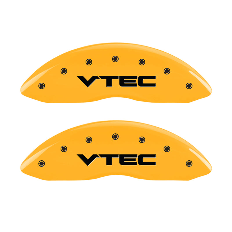 MGP 4 Caliper Covers Engraved Front & Rear Vtech Yellow Finish Black Char 2009 Honda Ridgeline