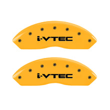 Load image into Gallery viewer, MGP 4 Caliper Covers Engraved Front &amp; Rear i-Vtec Yellow finish black ch