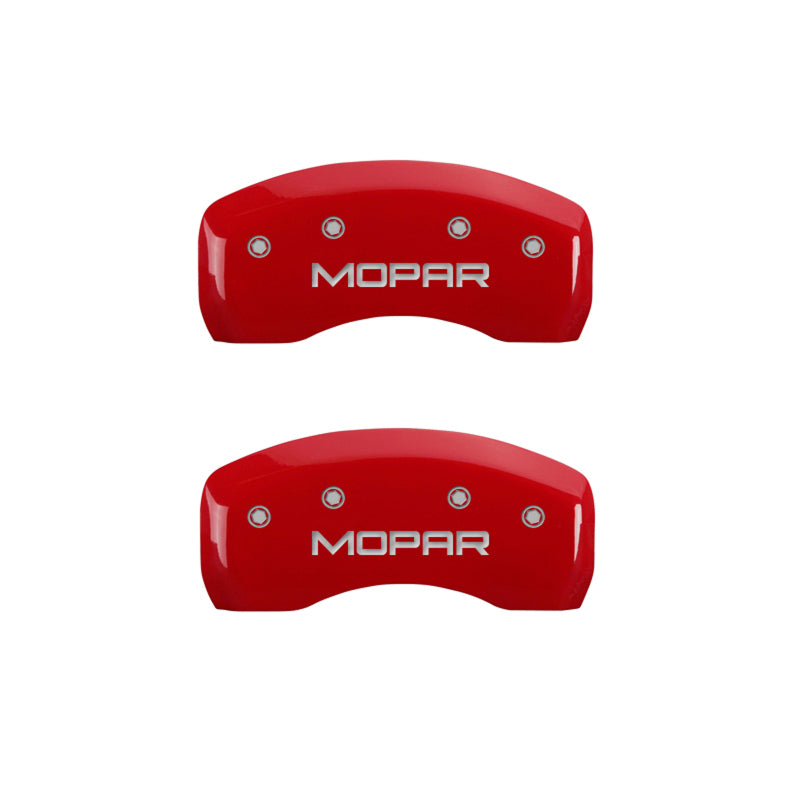 MGP 4 Caliper Covers Engraved Front & Rear MOPAR Red finish silver ch