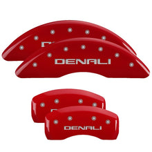 Load image into Gallery viewer, MGP 4 Caliper Covers Engraved Front &amp; Rear Denali Red finish silver ch