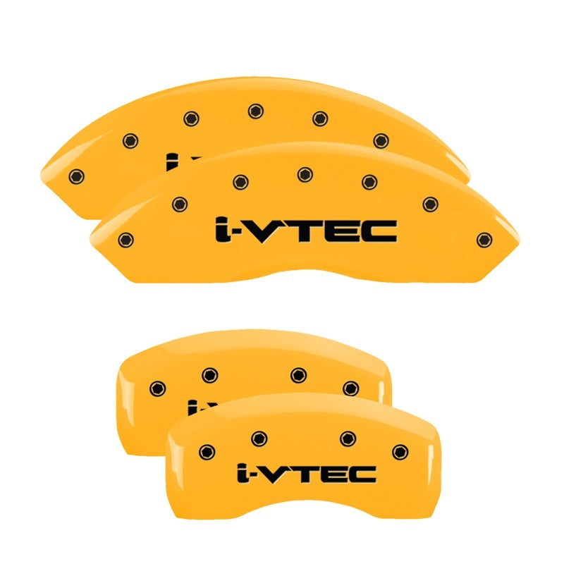 MGP 4 Caliper Covers Engraved Front & Rear i-Vtec Yellow finish black ch