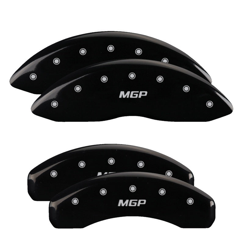 MGP 4 Caliper Covers Engraved Front & Rear MGP Black Finish Silver Char 2019 GMC Sierra 1500