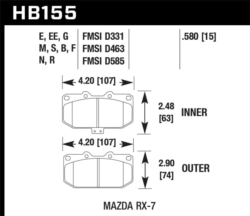 Hawk 86-95 Mazda RX-7 DTC-60 Race Front Brake Pads