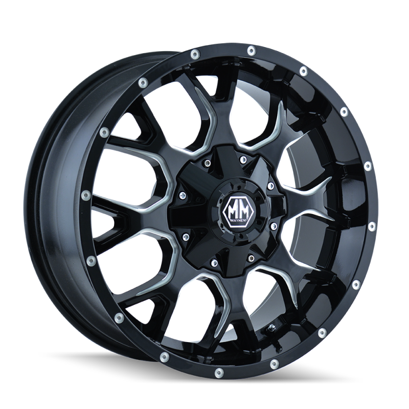 Mayhem 8015 Warrior 17x9 / 5x127 BP / 18mm Offset / 87mm Hub Black w/ Milled Spokes Wheel