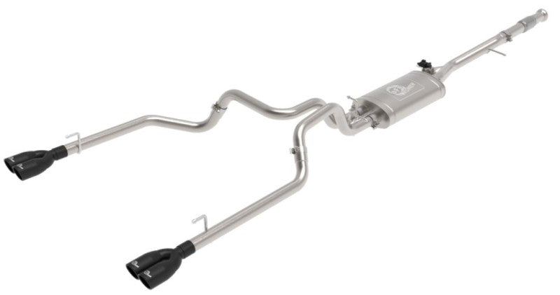 aFe Gemini XV 3in 304 SS Cat-Back Exhaust w/ Cutout 19-21 GM Silverado/Sierra 1500 V8- w/ Black Tips