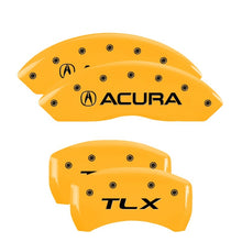 Load image into Gallery viewer, MGP 4 Caliper Covers Engraved Front Acura Engraved Rear TLX Yellow finish black ch