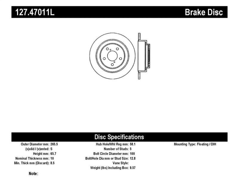 StopTech 05-06 Saab 9-2X AWD / 02-05 Impreza WRX / 02 WRX STi Slotted & Drilled Left Rear Rotor