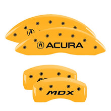 Load image into Gallery viewer, MGP 4 Caliper Covers Engraved Front Acura Rear MDX Yellow Finish Black Char 2019 Acura MDX