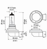 Hella H11 12V 55W PGJ19-2 T4 +50 Performance Halogen Bulb - Pair